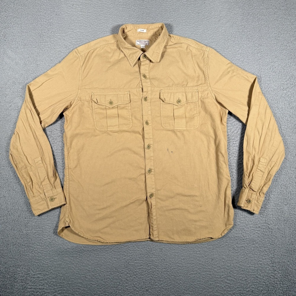 Wallace & Barnes Mens XL Brown Khaki‎ Double Pocket Button Up Work Casual Preppy